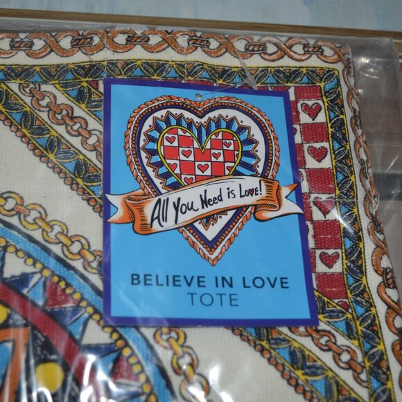 Brighton NWT Limited Edition Believe In Love Heart Canvas Tote Bag Retail $150 - Picture 5 of 11